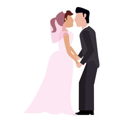 Wedding couple kissing