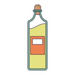 Olive oil bottle isolated blue lines