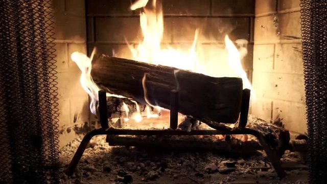 fireplace with burning wood