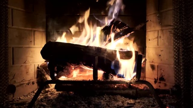 fireplace with burning wood