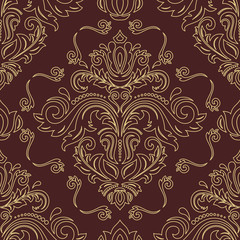 Orient vector classic pattern. Seamless abstract background with vintage elements. Orient brown and golden background. Ornament for wallpaper and packaging
