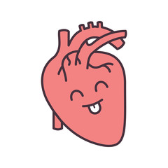 Smiling human heart anatomy color icon