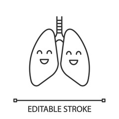 Smiling human lungs linear icon