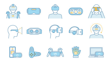 Virtual reality color icons set