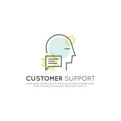 Vector Icon Style Illustration of Online Consultation Platform Concept with Dialog Box and Human Profile, Customer Care Support, Isolated Web Element