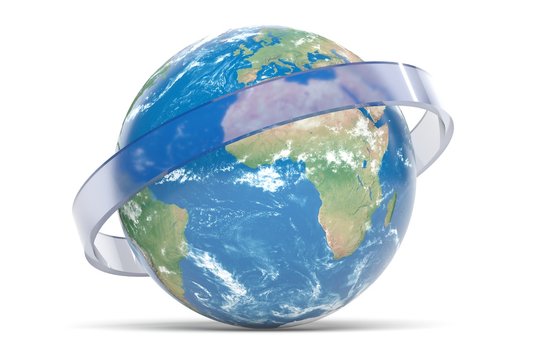 Terre avec anneau pour texte personnalisable