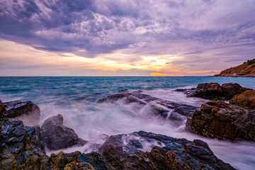 Before darkness on the sea shore of Rayong Province, Thailand