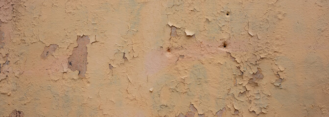 Beige light brown color, painted and faded wall texture grunge background