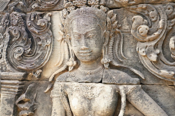 Angkor Wat Wall and Sculpture Texture