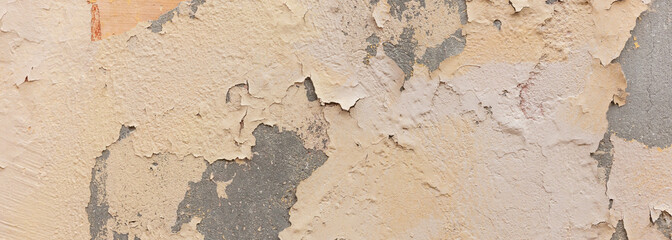 Beige color, painted and faded wall texture grunge background