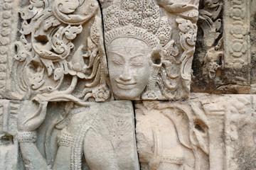 Angkor Wat Wall and Sculpture Texture