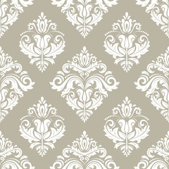 Fototapeta na wymiar Classic seamless vector pattern. Damask orient ornament. Classic vintage light background. Orient ornament for fabric, wallpaper and packaging