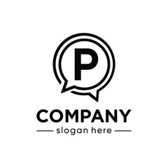 alphabet letter with bubble talk logo concept