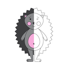 Simple educational game for kids. Illustration of funny hedgehog for coloring book