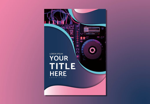 Poster Layout with Pink and Blue Accents