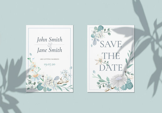 Blue Floral Wedding Save the Date Layout