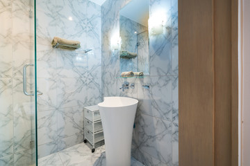 beautiful interior real bathroom features basin