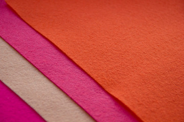 Felt fabric sheets.Pieces of coloured felt in different colours.  Felt craft abstract handicraft background for handmade and creative.