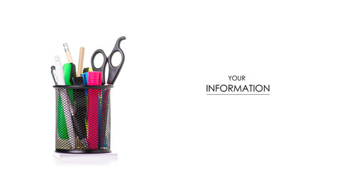 Stationery set in stand pattern on a white background. Isolation