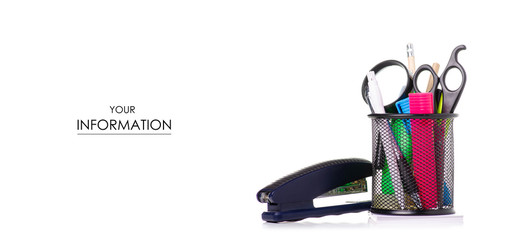 Stationery set in stand pattern on a white background. Isolation