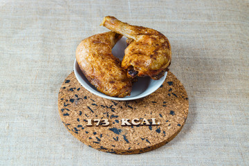 calories calculator grilled chicken legs 173 kcal 100 grams diet