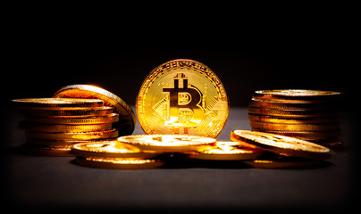 Bitcoin surrounded by Bitcoins