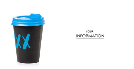 Cup of coffee XXL with a lid pattern on a white background isolation