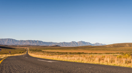 Fototapeta na wymiar Road and mountains in the back, Little Karoo, South Africa