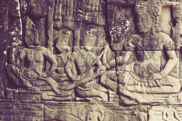 Angkor Wat Wall and Sculpture Texture