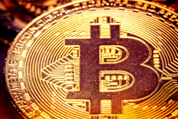 Fototapeta na wymiar Cryptocurrency Bitcoin Close Up