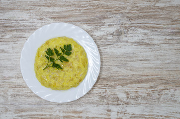  Typical Spanish dish, potato omelette. Site to write text and edit