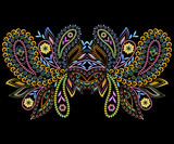 Neckline ethnic design. Floral pattern. Vector print with paisley and decorative elements for embroidery, for women's clothing.