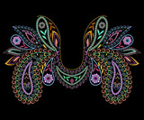 Neckline ethnic design. Floral pattern. Vector print with paisley and decorative elements for embroidery, for women's clothing.