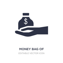 money bag of dollars icon on white background. Simple element illustration from Guestures concept.