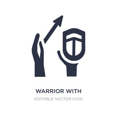 warrior with sword and shield icon on white background. Simple element illustration from Guestures concept.