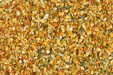 Variety of spices and herbs background
