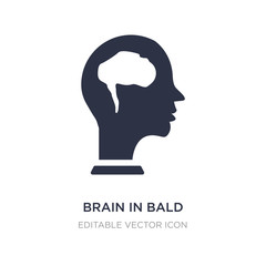 brain in bald male head icon on white background. Simple element illustration from Medical concept.
