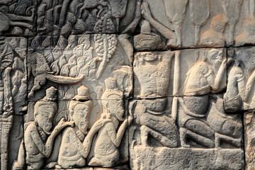 Angkor Wat Wall and Sculpture Texture