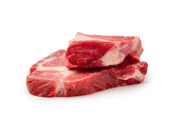 Raw pork isolated on white background.