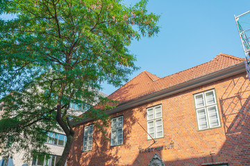 KIEL, GERMANY - JULY 26, 2018 : Street view of Downtown Kiel, Germany