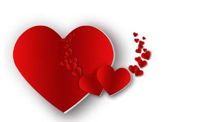   Red heart on a white background