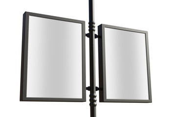 3D rendering of blank billboard (empty advertisement) with clouds. Empty mockup template