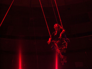 performance of air acrobats in the circus.