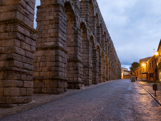 The amazing aqueduct of Segovia, Spain, was built during the roman empire and stands as it was conceived until today. The aqueduct is built of brick-like granite blocks perfectly carved. March, 2018