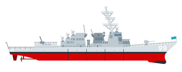 Missile cruiser vector flat icon isolated