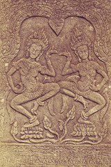 Angkor Wat Wall and Sculpture Texture