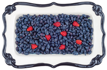 honeysuckle strawberry ceramic dish isolated