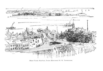 Obraz premium New York city. Engraving illustration