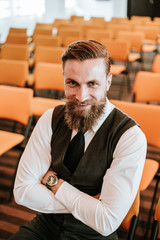 Fototapeta premium Bearded businessman in conference room