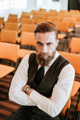 Fototapeta premium Bearded businessman in conference room